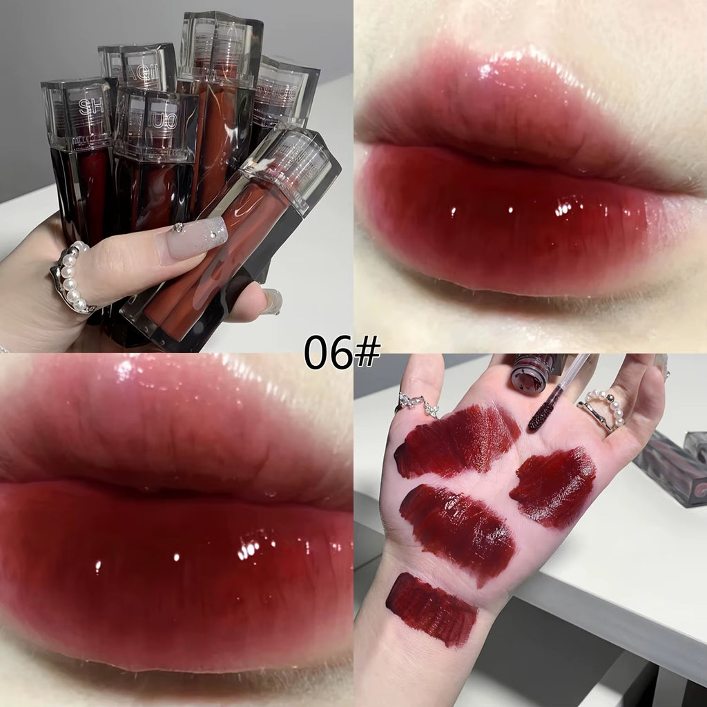 Adorable Bear Mirror Lip Glaze - Long-Lasting, Non-Fading, Hydrating Liquid Lipstick with Watery Texture - Luxurious Glossy Shin