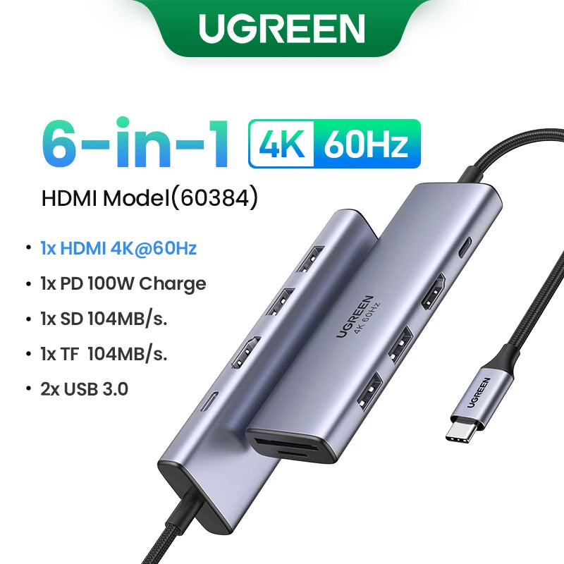 USB C HUB 4K60Hz HDMI 9-In-1 PD100W USB3.0 5Gbps SD TF RJ45 for Laptop Macbook Air Pro Windows Docking Station Splitter