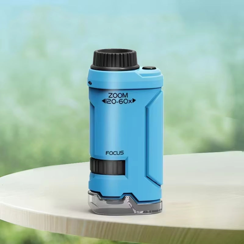 Kid Science Experiment Pocket Microscope Toy Kit 60-120X Educational Mini Handheld Microscope with Light Children Toys Gift