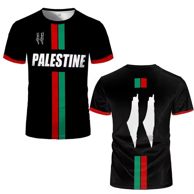 Palestine Football T Shirts Men Summer Short Sleeve Palestinian Flag 3D Printed T-Shirts Sports Casual Womens Mens Tops Clothing