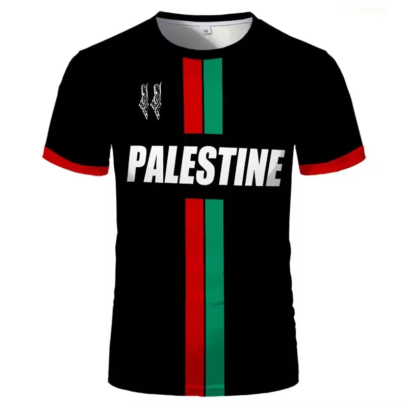 Palestine Football T Shirts Men Summer Short Sleeve Palestinian Flag 3D Printed T-Shirts Sports Casual Womens Mens Tops Clothing