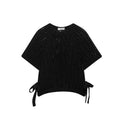 Hollow Out Knit Pullover Women Casual round Neck Lace up Bow Sweater Female Autumn Short Sleeves Solid Knitwears Lady