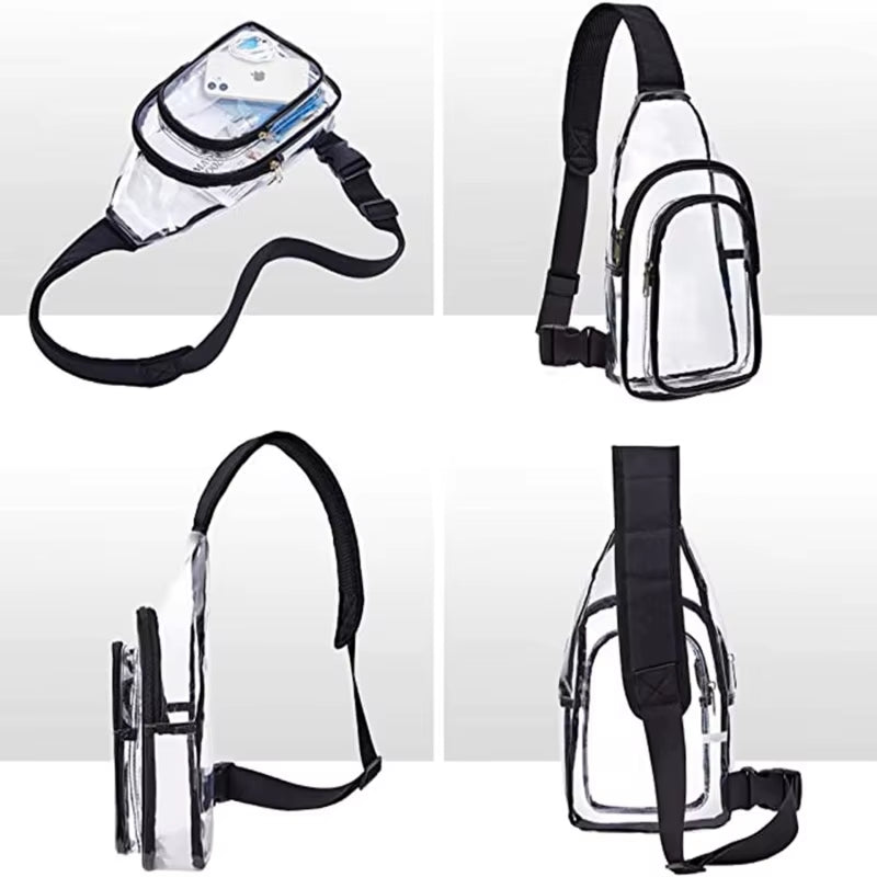 Clear Shoulder Bag Large Capacity Mini Multipurpose Casual PVC Chest Daypack for Cycling Stadium Travel Waist Bag for Men Women