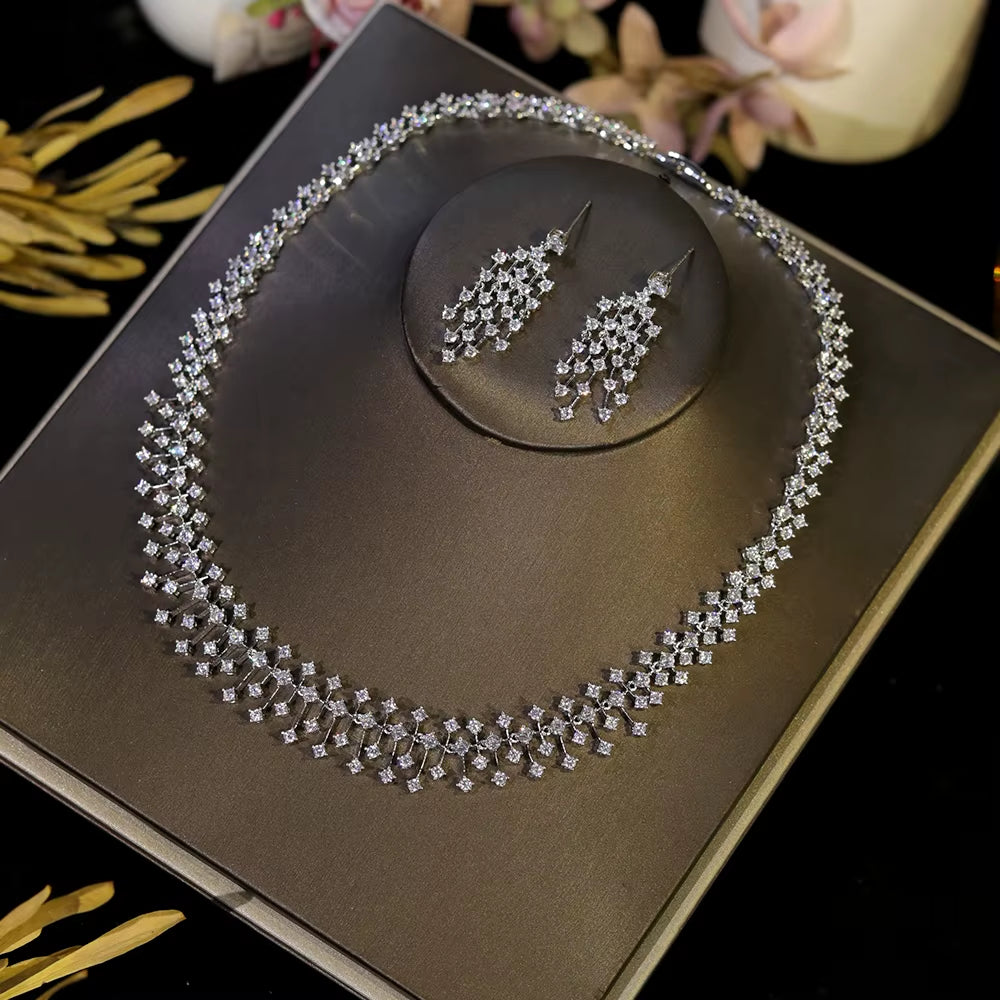 Fashion CZ Bride Indian Jewelry Set for Women Water Drop Wedding Design Choker Necklace Girlfriend Birthday Gifts X0520