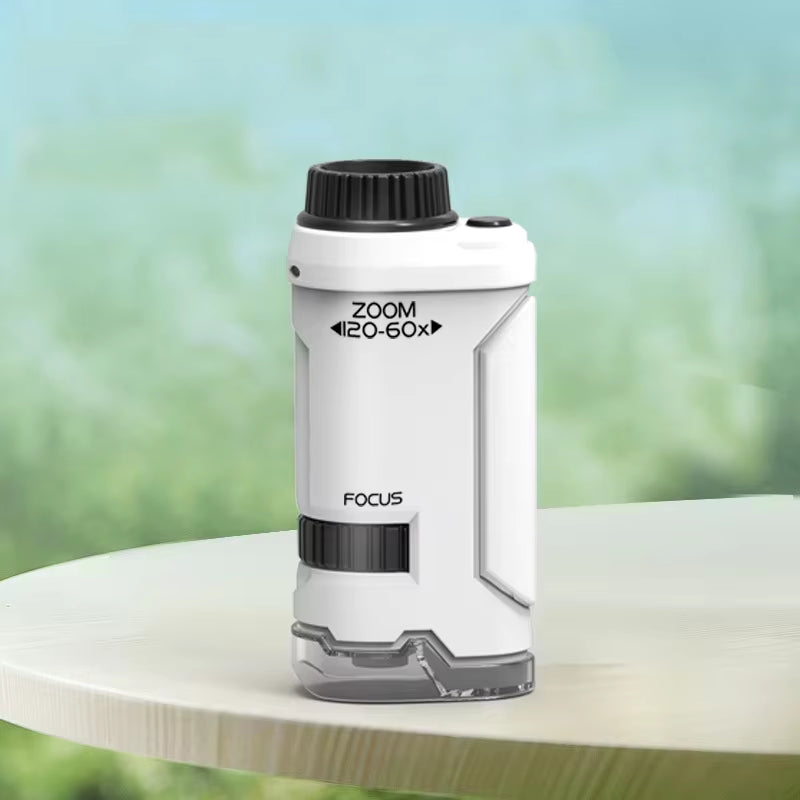 Kid Science Experiment Pocket Microscope Toy Kit 60-120X Educational Mini Handheld Microscope with Light Children Toys Gift