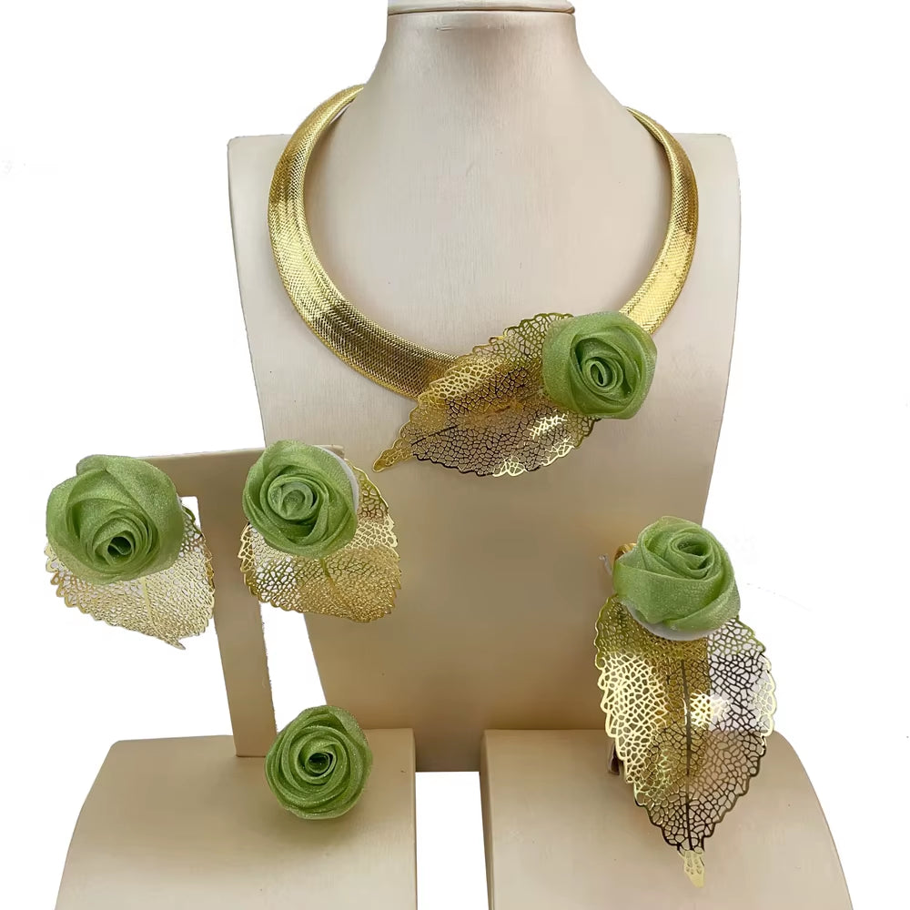 Woman Necklace Jewelry Set Fashion Necklace Earring Ring Bracelet Trend Clothing Jewelry FHK20644