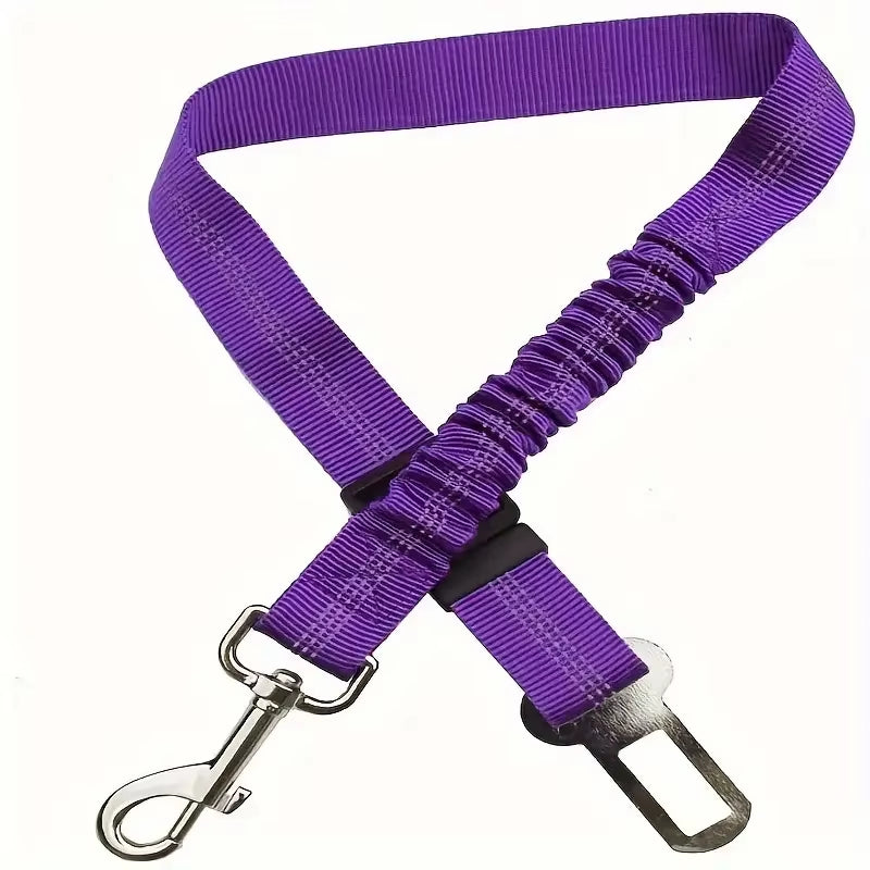Reflective Dog Seat Belt - Adjustable and Durable Nylon Harness with Bungee Fabric Belt for Safe and Secure Car Travel