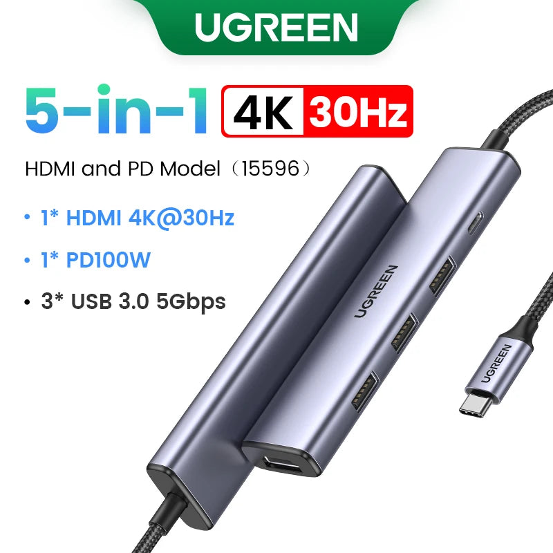 USB C HUB 4K60Hz HDMI 9-In-1 PD100W USB3.0 5Gbps SD TF RJ45 for Laptop Macbook Air Pro Windows Docking Station Splitter