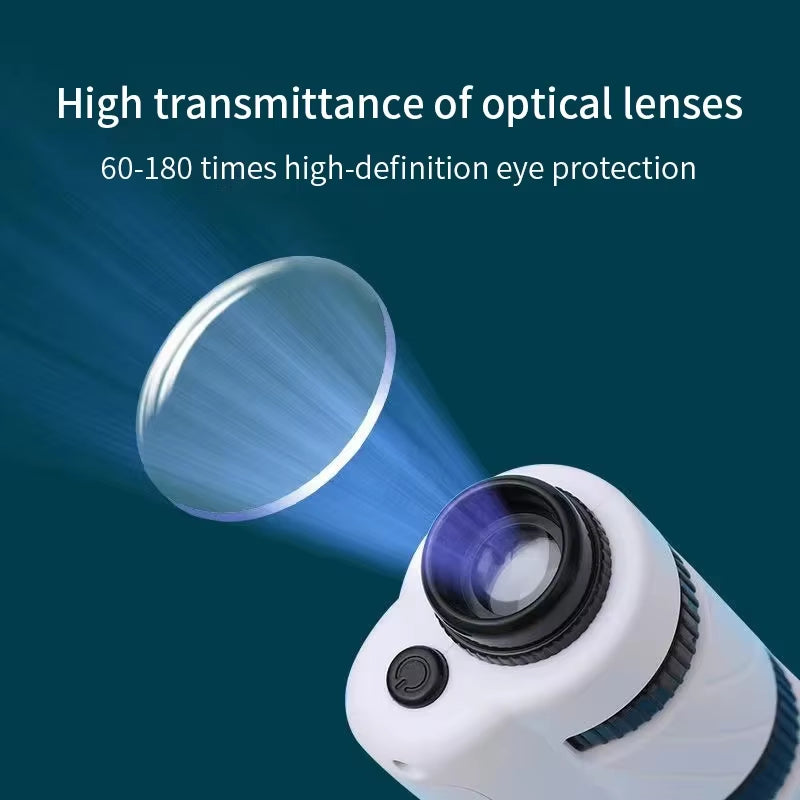 Kid Science Experiment Pocket Microscope Toy Kit 60-120X Educational Mini Handheld Microscope with Light Children Toys Gift