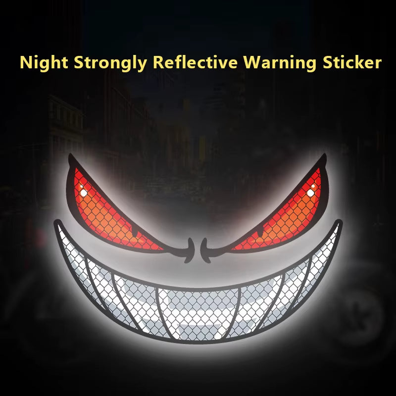 Devil Eye Reflective Motorcycle Safety Warning Stickers Decor Moto Bike Scooter Body Windshield Helmet Tailbox Decal Accessories